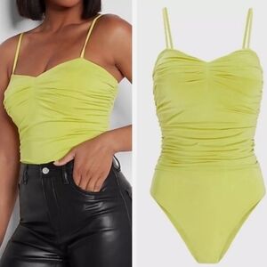 Body Contour Compression RuchedBodysuit With Bra Cups